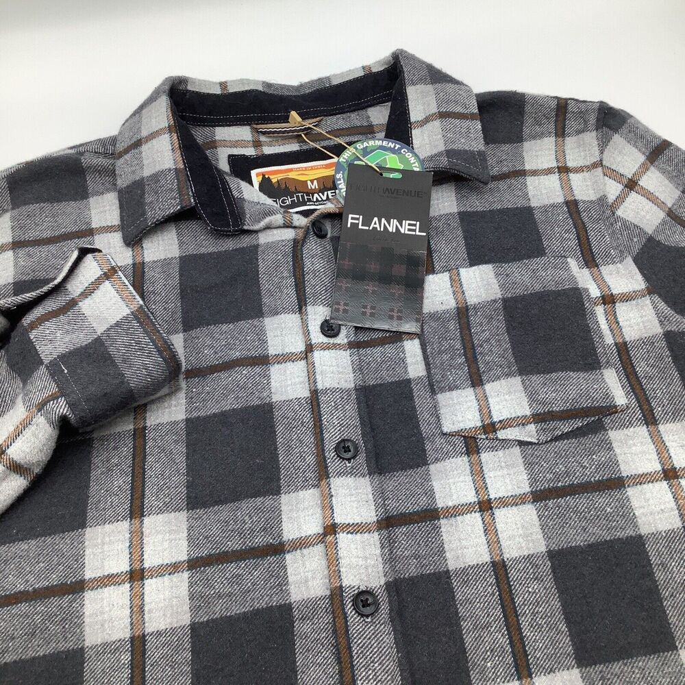 Eighth Avenue Mens Long‎ Sleeve Button Up Flannel Shirt Size Medium NWT